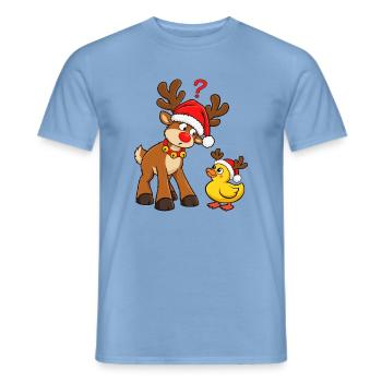 Rentier mit Ente Weihnachtsente Badeente - Männer T-Shirt - Carolina Blue - Vorne - AI Model Male 178 light (178cm)
