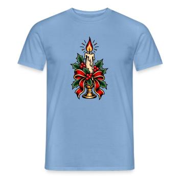 Kerzenbeleuchteter Stechpalmen-Weihnachtsbogen - Männer T-Shirt - Carolina Blue - Vorne - AI Model Male 178 light (178cm)