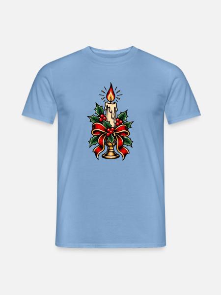 Kerzenbeleuchteter Stechpalmen-Weihnachtsbogen - Männer T-Shirt - Carolina Blue