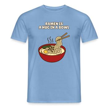 Ramen ist eine Umarmung in einer Schüssel Lustiger Feinschmecker - Männer T-Shirt - Carolina Blue - Vorne - AI Model Male 178 light (178cm)