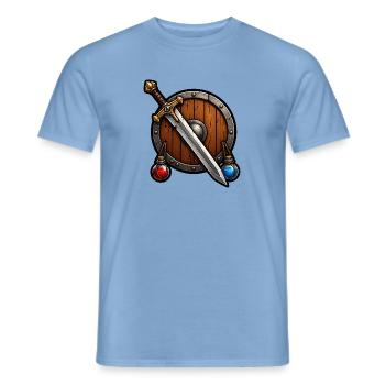 Schwert Schild Tränke Gamer Fantasy Comic T-Shirt - Männer T-Shirt - Carolina Blue - Vorne - AI Model Male 178 light (178cm)