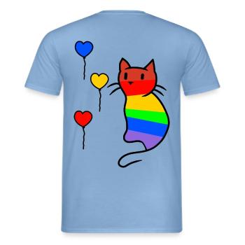 Katze Katzen Kitten LGBT Regenbogenfahne Liebe - Männer T-Shirt - Carolina Blue - Hinten - AI Model Male 178 light (178cm)