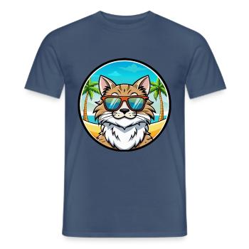 Maine Coon Cat Breed Cartoon Lunettes de soleil Beach - T-shirt homme - denim foncé - Devant - AI Model Male 178 light (178cm)