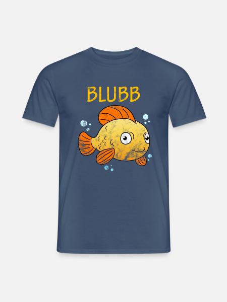 Blubb Goldfisch Süßer Fisch Aquarium Fischchen - Männer T-Shirt - Dunkles Denimblau