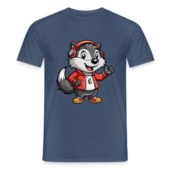 Dachs Lustige Zeichentrickfigur Kopfhörer Musik - Männer T-Shirt - Dunkles Denimblau - Vorne - AI Model Male 178 light (178cm)