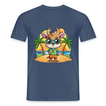 Antelope Funny Cartoon Summer Beach Sunglasses - Men's T-Shirt - dark denim - Front - AI Model Male 178 light (178cm)