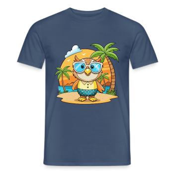 Eule Lustige Cartoon Sommer Strand Sonnenbrille - Männer T-Shirt - Dunkles Denimblau - Vorne - AI Model Male 178 light (178cm)