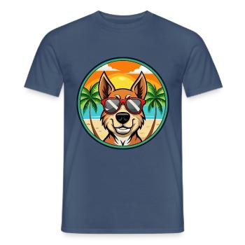Litauischer Windhund Rasse Cartoon Sonnenbrille Strand - Männer T-Shirt - Dunkles Denimblau - Vorne - AI Model Male 178 light (178cm)