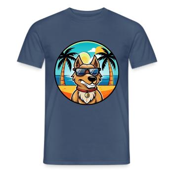 Magyar Agar Race Chien Dessin Animé Lunettes De Soleil Plage - T-shirt homme - denim foncé - Devant - AI Model Male 178 light (178cm)