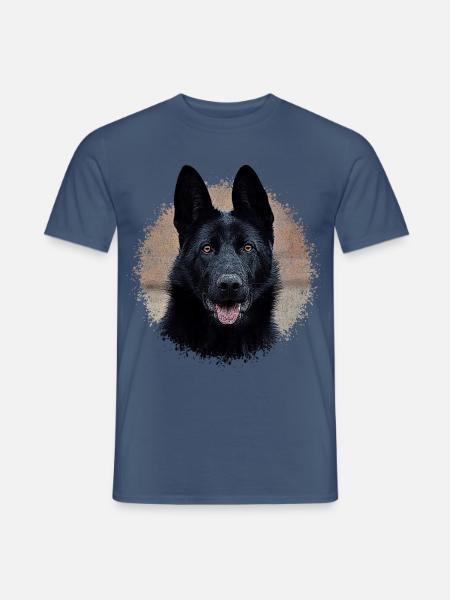 Schwarzer Schäferhund - Männer T-Shirt - Dunkles Denimblau