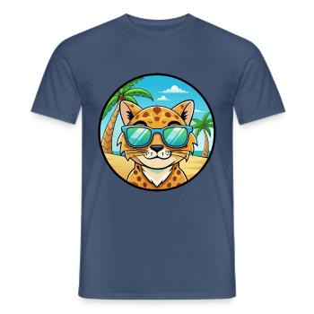 Australische gefleckte Nebelkatzenrasse Cartoon Beach - Männer T-Shirt - Dunkles Denimblau - Vorne - AI Model Male 178 light (178cm)