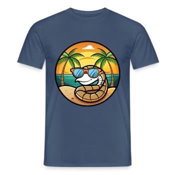Schlange Lustige Cartoon Sommer Strand Sonnenbrille Cool - Männer T-Shirt - Dunkles Denimblau - Vorne - AI Model Male 178 light (178cm)