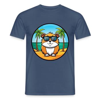 Cochon d’Inde Drôle Dessin Animé Plage Été Lunettes de soleil - T-shirt homme - denim foncé - Devant - AI Model Male 178 light (178cm)