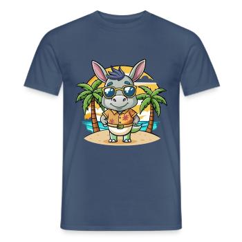 Esel Lustige Cartoon Sommer Strand Sonnenbrille - Männer T-Shirt - Dunkles Denimblau - Vorne - AI Model Male 178 light (178cm)