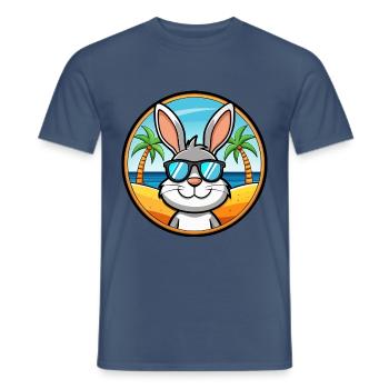 Kaninchen Lustige Cartoon Sommer Strand Sonnenbrille Cool - Männer T-Shirt - Dunkles Denimblau - Vorne - AI Model Male 178 light (178cm)