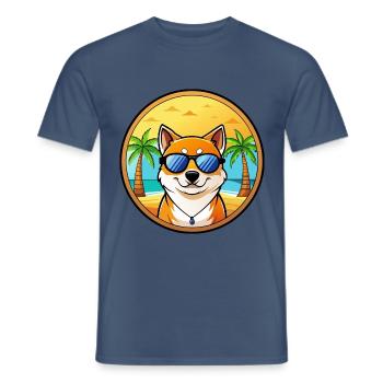 Shih Poo Hunderasse Cartoon Sonnenbrille Strand - Männer T-Shirt - Dunkles Denimblau - Vorne - AI Model Male 178 light (178cm)