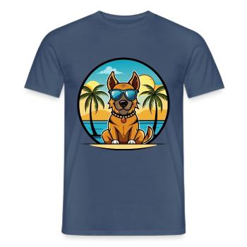 Broholmer Hunderasse Cartoon Sonnenbrille Strand - Männer T-Shirt - Dunkles Denimblau - Vorne - AI Model Male 178 light (178cm)