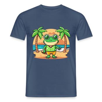 Frosch Lustige Cartoon Sommer Strand Sonnenbrille - Männer T-Shirt - Dunkles Denimblau - Vorne - AI Model Male 178 light (178cm)
