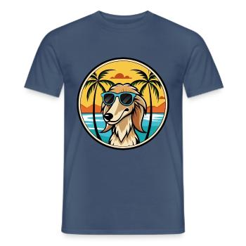 Saluki Hund Rasse Cartoon Sonnenbrille Strand - Männer T-Shirt - Dunkles Denimblau - Vorne - AI Model Male 178 light (178cm)