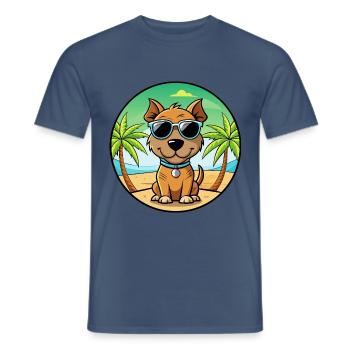 Teddy Roosevelt Terrier Hunderasse Cartoon Strand - Männer T-Shirt - Dunkles Denimblau - Vorne - AI Model Male 178 light (178cm)