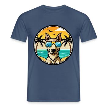 Lurcher Hund Rasse Cartoon Sonnenbrille Strand - Männer T-Shirt - Dunkles Denimblau - Vorne - AI Model Male 178 light (178cm)