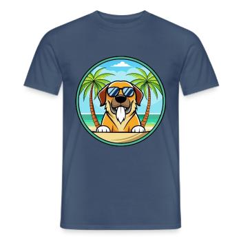 Spanische Dogge Hund Rasse Cartoon Sonnenbrille Strand - Männer T-Shirt - Dunkles Denimblau - Vorne - AI Model Male 178 light (178cm)