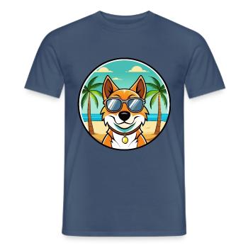 Russischer Harlekin Hund Rasse Cartoon Strand - Männer T-Shirt - Dunkles Denimblau - Vorne - AI Model Male 178 light (178cm)