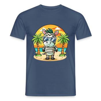 Zebra Lustige Cartoon Sommer Strand Sonnenbrille - Männer T-Shirt - Dunkles Denimblau - Vorne - AI Model Male 178 light (178cm)
