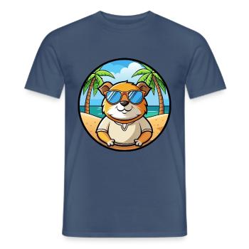 Cochon d’Inde Drôle Dessin Animé Plage Été Lunettes de soleil - T-shirt homme - denim foncé - Devant - AI Model Male 178 light (178cm)