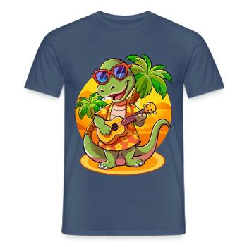 Drôle Serpent Dessin Animé Plage D’été Lunettes De Soleil Guitare - T-shirt homme - denim foncé - Devant - AI Model Male 178 light (178cm)