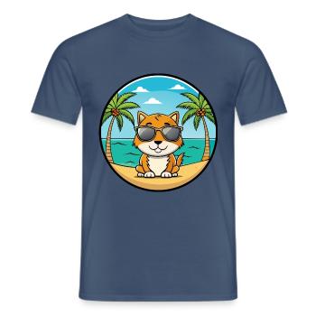 Zypern Katzenrasse Cartoon Sonnenbrille Strand - Männer T-Shirt - Dunkles Denimblau - Vorne - AI Model Male 178 light (178cm)