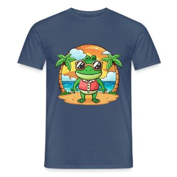 Frosch Lustige Cartoon Sommer Strand Sonnenbrille - Männer T-Shirt - Dunkles Denimblau - Vorne - AI Model Male 178 light (178cm)