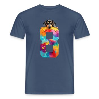 DOG 8 YEAR OLD DACHSHUND 8TH BIRTHDAY - Men's T-Shirt - dark denim - Front - AI Model Male 178 light (178cm)