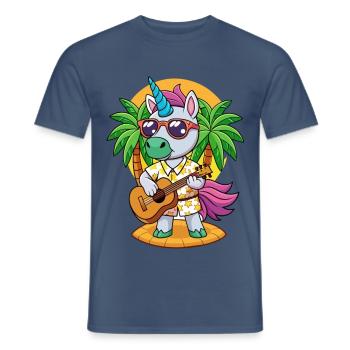 Lustige Einhorn Cartoon Sommer Strand Sonnenbrille - Männer T-Shirt - Dunkles Denimblau - Vorne - AI Model Male 178 light (178cm)