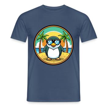 Pinguin Lustige Cartoon Sommer Strand Sonnenbrille Cool - Männer T-Shirt - Dunkles Denimblau - Vorne - AI Model Male 178 light (178cm)