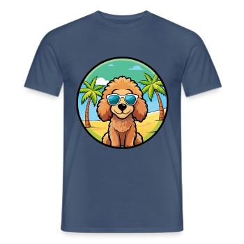Spielzeug Pudel Hund Rasse Cartoon Sonnenbrille Strand - Männer T-Shirt - Dunkles Denimblau - Vorne - AI Model Male 178 light (178cm)
