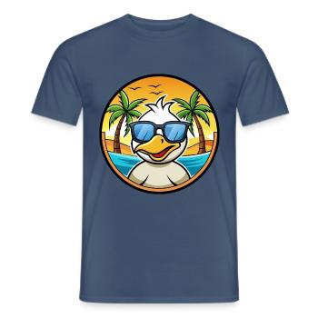 Ente Lustige Cartoon Sommer Strand Sonnenbrille Aufkleber - Männer T-Shirt - Dunkles Denimblau - Vorne - AI Model Male 178 light (178cm)