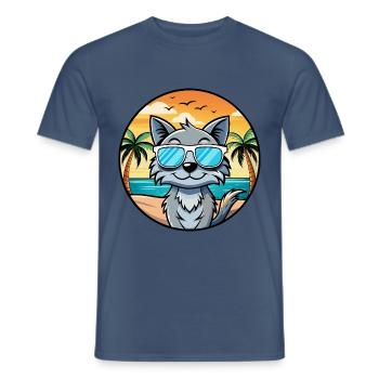 Australische Nebelkatzenrasse Cartoon Sonnenbrille Strand - Männer T-Shirt - Dunkles Denimblau - Vorne - AI Model Male 178 light (178cm)