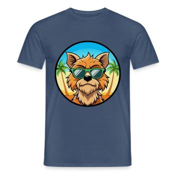 Griffon Bruxellois Hunderasse Cartoon Sonnenbrille - Männer T-Shirt - Dunkles Denimblau - Vorne - AI Model Male 178 light (178cm)