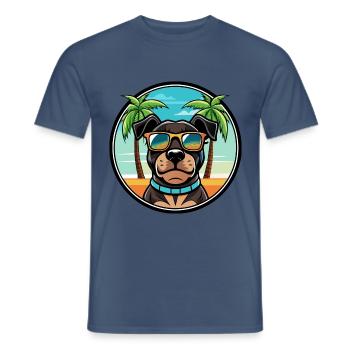 Rottweiler Chien Race Dessin Animé Lunettes De Soleil Plage - T-shirt homme - denim foncé - Devant - AI Model Male 178 light (178cm)