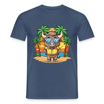 Buffalo Lustige Cartoon Sommer Strand Sonnenbrille - Männer T-Shirt - Dunkles Denimblau - Vorne - AI Model Male 178 light (178cm)