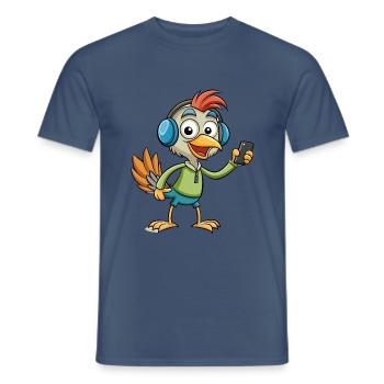 Strauß Lustige Cartoon Figur Kopfhörer Musik - Männer T-Shirt - Dunkles Denimblau - Vorne - AI Model Male 178 light (178cm)
