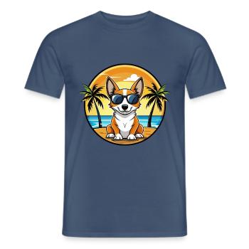 Miniatur Foxterrier Hunderasse Cartoon Sonnenbrille - Männer T-Shirt - Dunkles Denimblau - Vorne - AI Model Male 178 light (178cm)