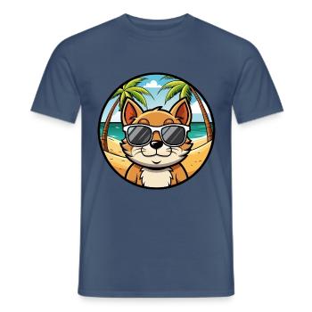 Bambino Katzenrasse Cartoon Sonnenbrille Strand - Männer T-Shirt - Dunkles Denimblau - Vorne - AI Model Male 178 light (178cm)