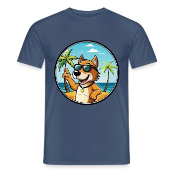 Auvergne Vorstehhund Rasse Cartoon Sonnenbrille Strand - Männer T-Shirt - Dunkles Denimblau - Vorne - AI Model Male 178 light (178cm)