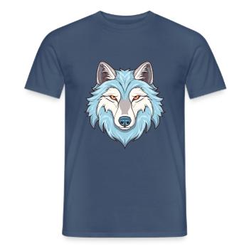 Arktischer Wolf Bunte Aquarell-Karikatur Kawaii Ani - Männer T-Shirt - Dunkles Denimblau - Vorne - AI Model Male 178 light (178cm)