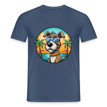 Istrischer Drahthaarhund Hunderasse Cartoon Beach - Männer T-Shirt - Dunkles Denimblau - Vorne - AI Model Male 178 light (178cm)