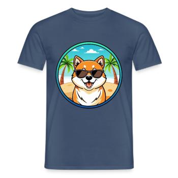 Shih Poo Hunderasse Cartoon Sonnenbrille Strand - Männer T-Shirt - Dunkles Denimblau - Vorne - AI Model Male 178 light (178cm)
