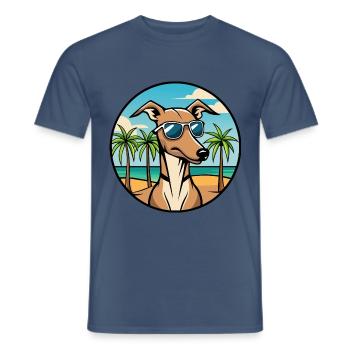 Rampur Windhund Hunderasse Cartoon Sonnenbrille Strand - Männer T-Shirt - Dunkles Denimblau - Vorne - AI Model Male 178 light (178cm)