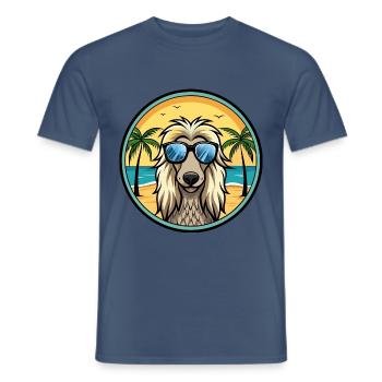 Afghanischer Windhund Hunderasse Cartoon Sonnenbrille Strand - Männer T-Shirt - Dunkles Denimblau - Vorne - AI Model Male 178 light (178cm)
